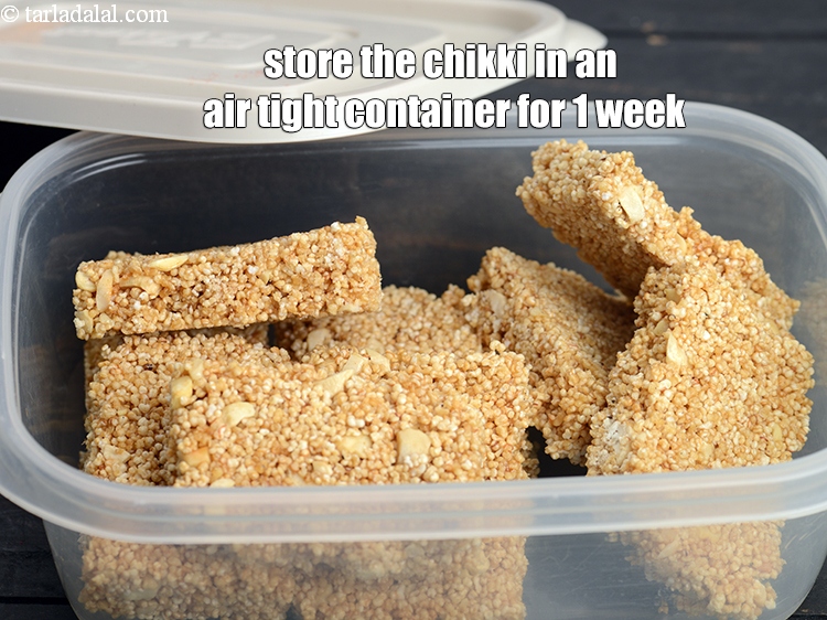 Step 21 – Store the chikki in an air tight container for 1 week.
