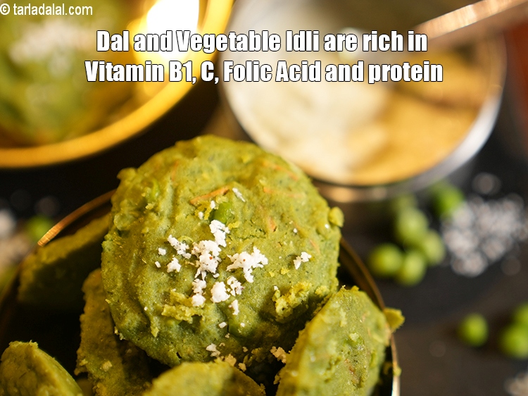 Step 38 – <meta charset="UTF-8" /><strong>Dal and Vegetable Idli&nbsp;</strong>are rich in&nbsp;Vitamin B1, C,&nbsp;Folic Acid and protein.