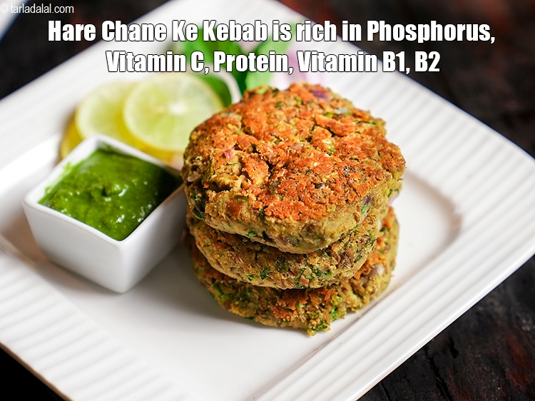 Step 41 – <strong>Hare Chane Ke Kebab&nbsp;is rich in&nbsp;Phosphorus,&nbsp;Vitamin C,&nbsp;Protein,&nbsp;Vitamin B1, B2.</strong> <ol> <li><strong>Phosphorus&nbsp;</strong>:&nbsp;<a href="https://www.tarladalal.com/recipes-for-Phosphorus-Rich-Foods-1156">Phosphorus</a>&nbsp;works closely with calcium …