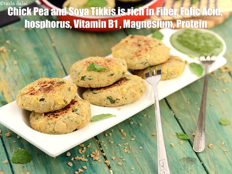 Step 41 – <strong>Chick Pea and Soya Tikkis&nbsp;is rich in&nbsp;Fiber,&nbsp;Folic Acid,&nbsp;hosphorus,&nbsp;Vitamin B1 </strong>,&nbsp;<strong>Magnesium,&nbsp;Protein.</strong> <ol> <li><strong>Fiber</strong>&nbsp;:&nbsp;<a href="https://www.tarladalal.com/recipes-for-High-Fiber-819">Dietary fiber</a>&nbsp;reduce the …