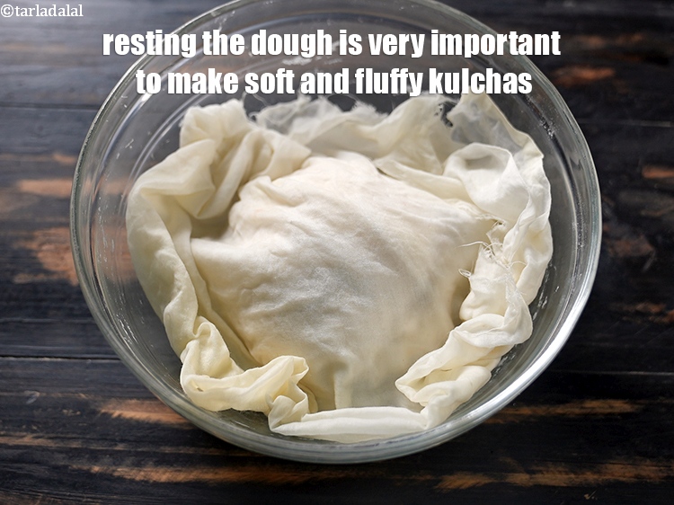Step 30 – Resting the dough is very important to make soft and fluffy kulchas.