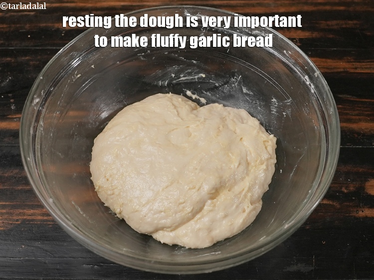 Step 51 – Resting the dough is very important to make fluffy garlic bread.