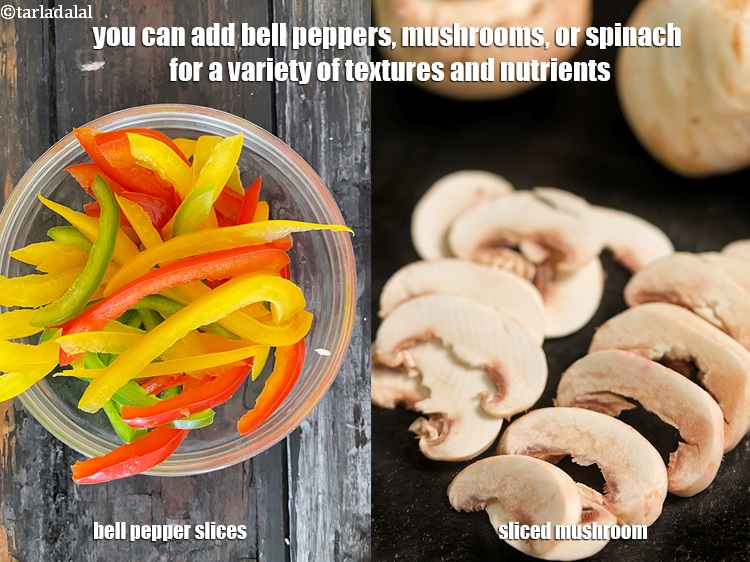 Step 32 – You can add bell peppers, mushrooms, or spinach for a variety of textures and nutrients.