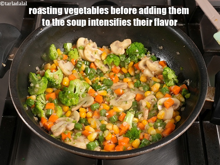 Step 31 – Roasting vegetables before adding them to the soup intensifies their flavor.