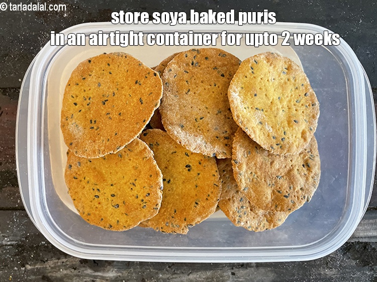 स्टेप 26 – बेक्ड सोया पुरी &nbsp;| सोया तिल क्रिस्पी | हेल्दी सोया …