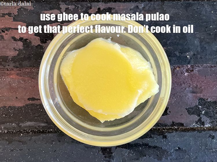 Step 28 – <u><em>Use ghee to make spicy vegetable pulao as it gives a nice flavour. Don&#39;t cook …