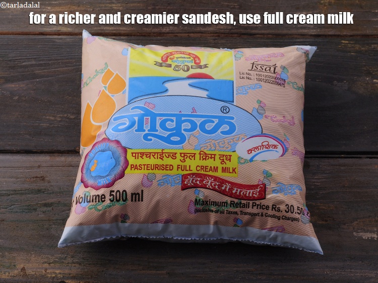 Step 33 – For a richer and creamier sandesh, use full cream milk.