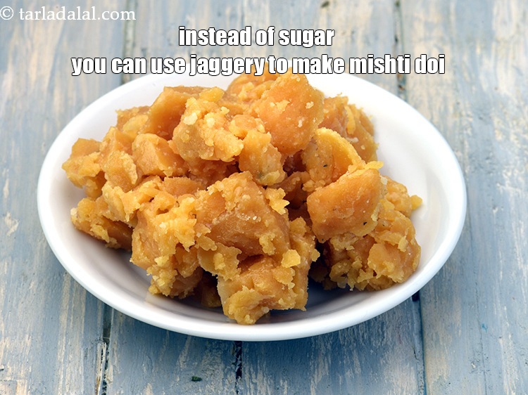Step 25 – Instead of sugar you can use jaggery to make mishti doi.