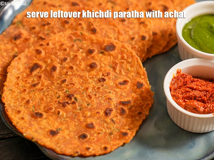 Step 33 – Serve <strong>leftover khichdi paratha&nbsp;</strong>with achar.