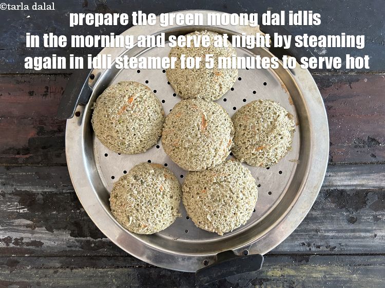 स्टेप 39 – आप&nbsp;&nbsp;<strong>हरी मूंग दाल और वेजिटेबल</strong><strong> इडली&nbsp;को</strong>&nbsp;सुबह बना कर शाम को …