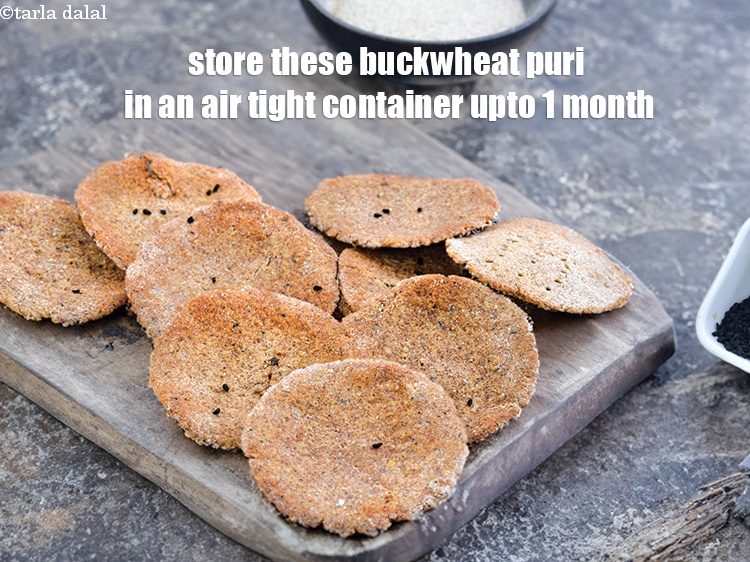 Step 19 – Store these <strong>buckwheat puri&nbsp;</strong>in an air tight container upto 1 month.