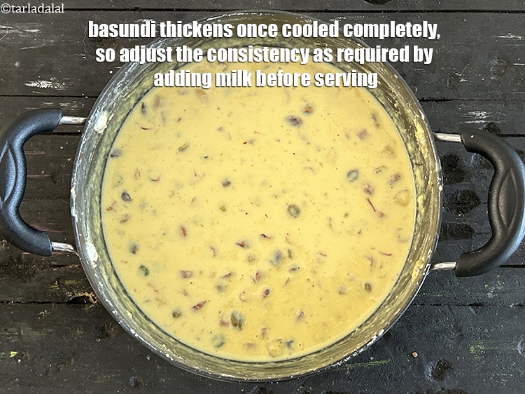 Step 28 – <strong>Basundi</strong> thickens once cooled completely, so adjust the consistency as required by adding milk before …