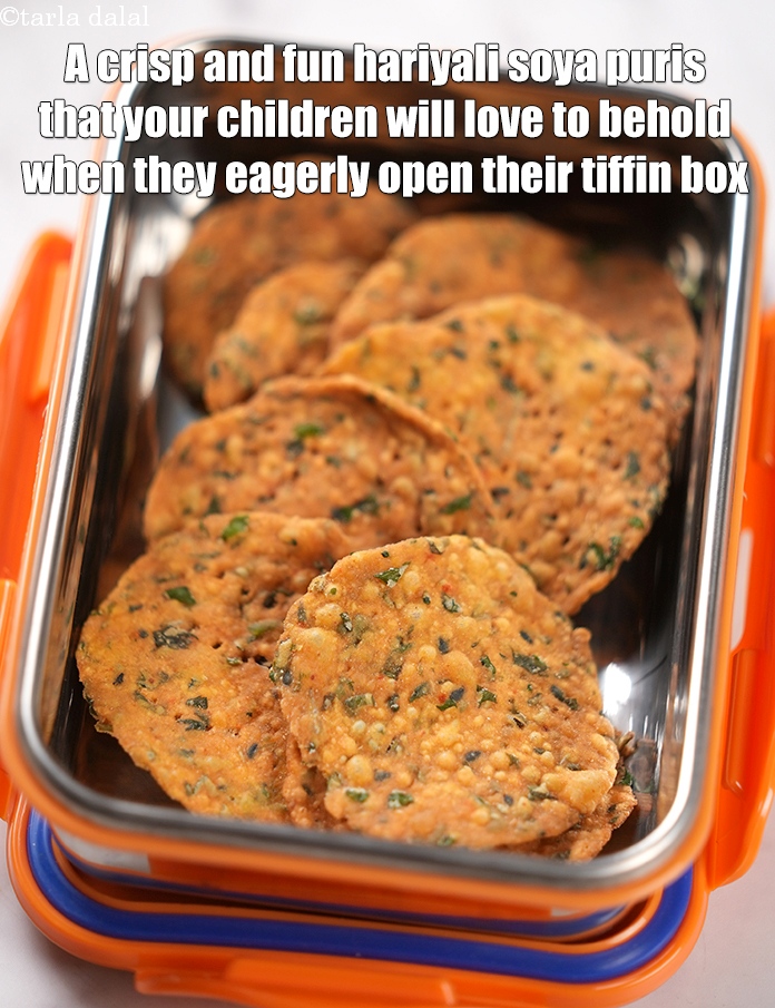 Step 30 – A crisp and fun&nbsp;<strong>hariyali soya puris recipe</strong>&nbsp;that your children will love to behold when they …