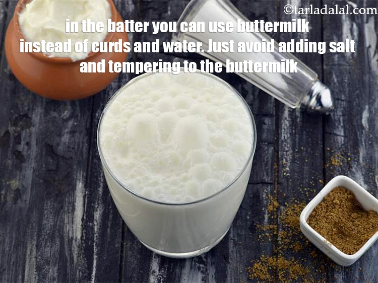 Step 48 – <p>In the batter you can use <a href="https://www.tarladalal.com/glossary-buttermilk-chaas-taak-moru-chaach-670i">buttermilk</a>&nbsp;instead of curds and water. Just avoid adding …