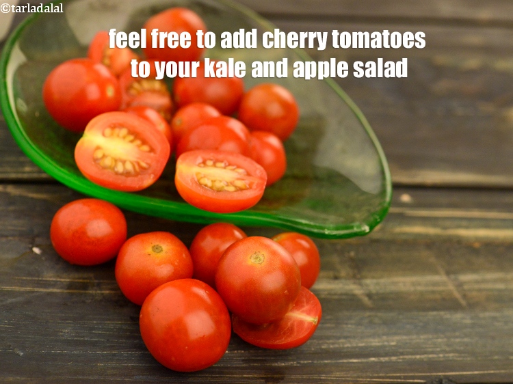 Step 28 – Feel free to add cherry tomatoes to your <strong>kale and apple salad</strong>.