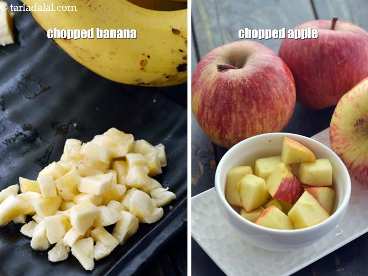 Step 11 – Chop the banana and apple just before making the smoothie, else they tend to discolour.