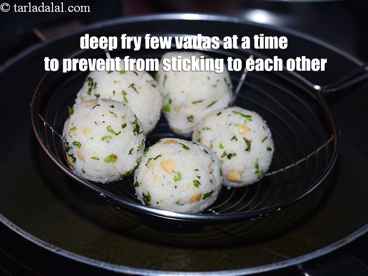 Step 34 – Deep fry few vadas at a time to prevent from sticking to each other.