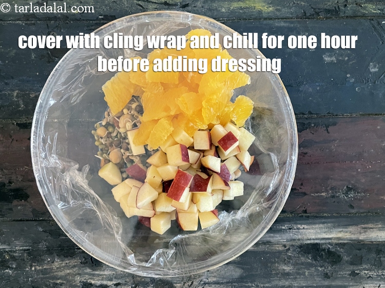 Step 25 – Cover with cling wrap and chill for one hour before adding dressing.