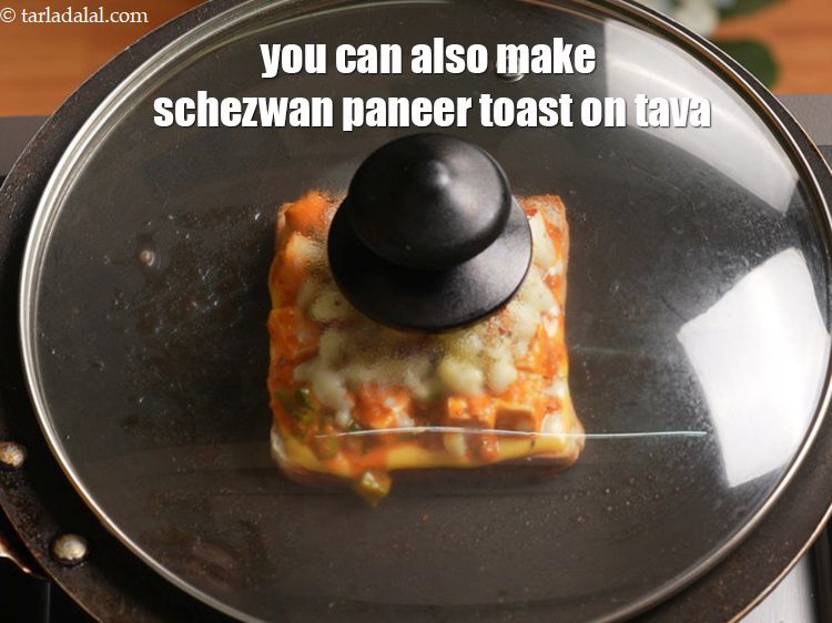 Step 19 – You can also make schezwan paneer toast on tava.