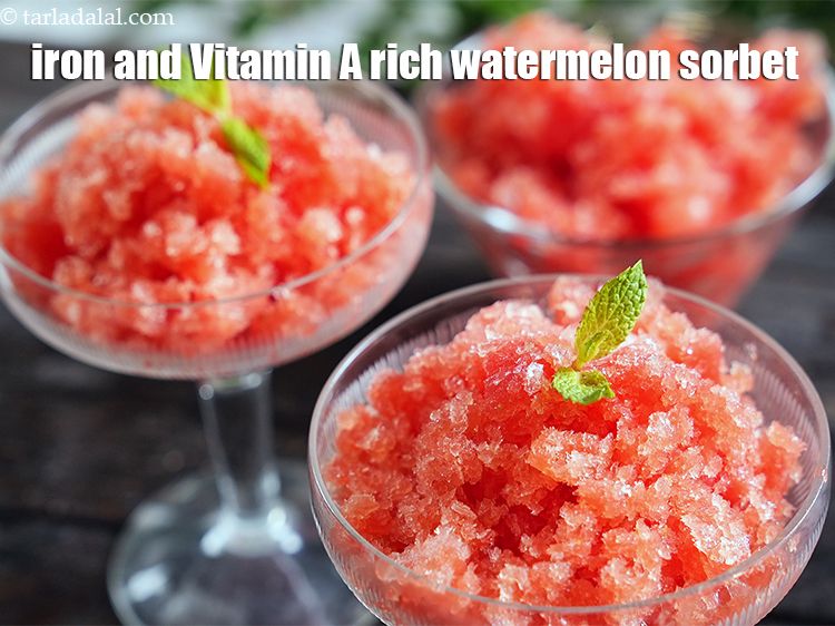 Step 17 – Iron and Vitamin A rich watermelon sorbet.