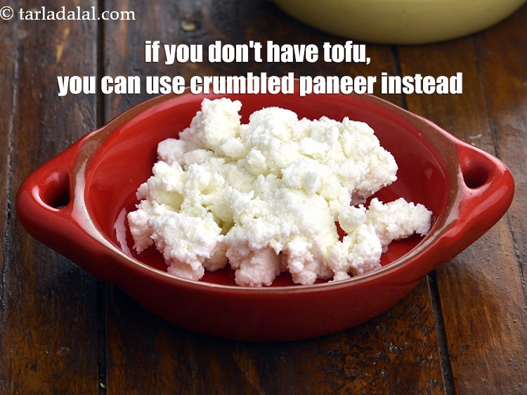 Step 26 – If you don&#39;t have tofu, <u><em>you can use crumbled paneer instead.</em></u>