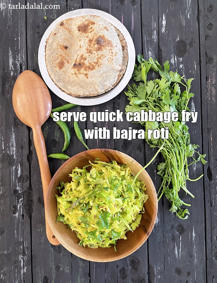 Step 21 – <meta charset="UTF-8" /> Serve&nbsp;<strong>cabbage stir fry&nbsp;</strong>with bjara roti, jowar roti or&nbsp;roti.