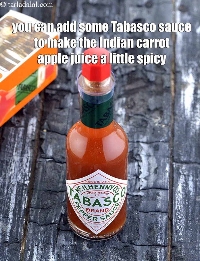 Step 15 – <meta charset="UTF-8" />You can add some Tabasco sauce to make the&nbsp;<strong>Indian&nbsp;carrot apple&nbsp;juice</strong>&nbsp;a little spicy.&nbsp;&nbsp;<br /> …