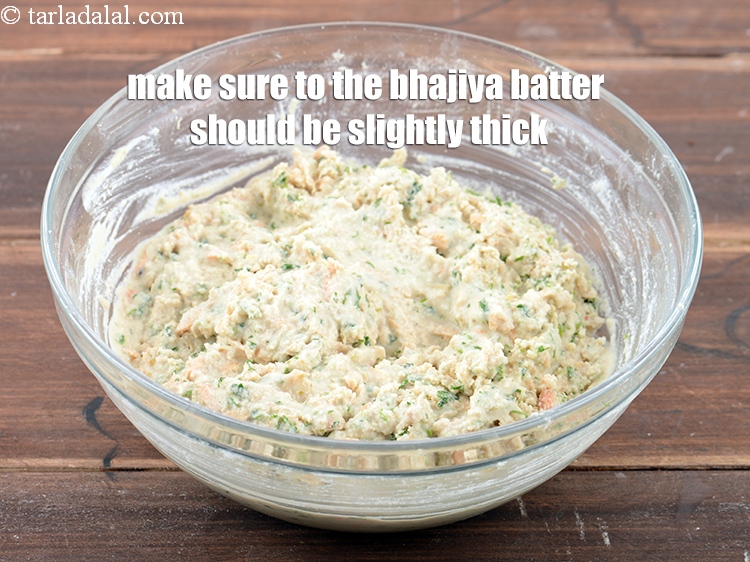 Step 24 – Make sure to the bhajiya batter should be slightly thick.