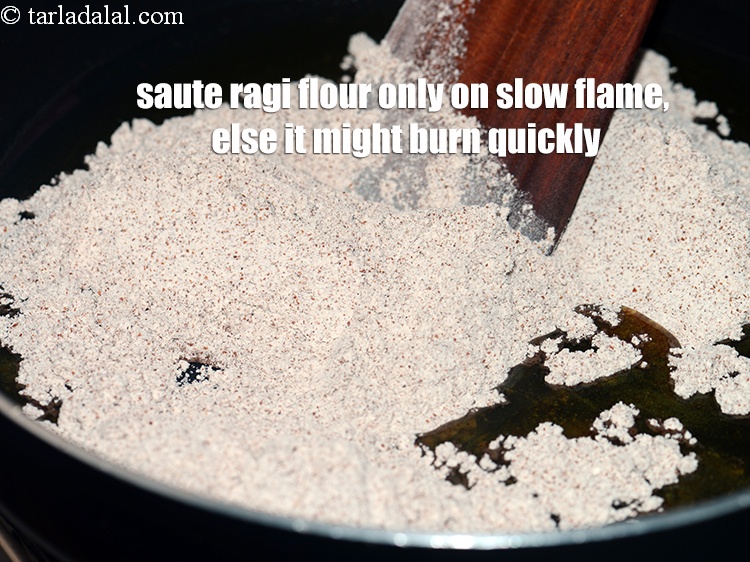 Step 21 – <p>Saute ragi flour only on slow flame, else it might burn quickly.</p>