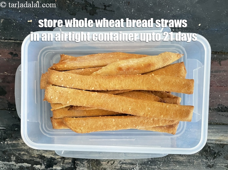 Step 30 – Store&nbsp;<strong>whole wheat bread straws </strong>in a airtight container it stays fresh for 21&nbsp;days.&nbsp;