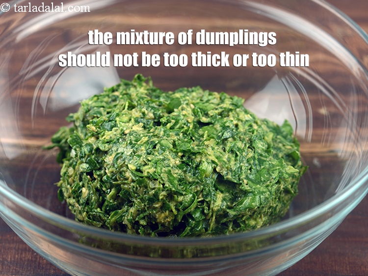 Step 20 – The mixture of dumplings should not be too thick or too thin.