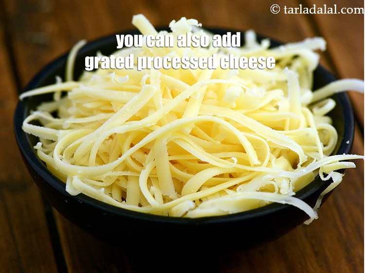Step 50 – Instead of cheese spread you can also add grated processed cheese.