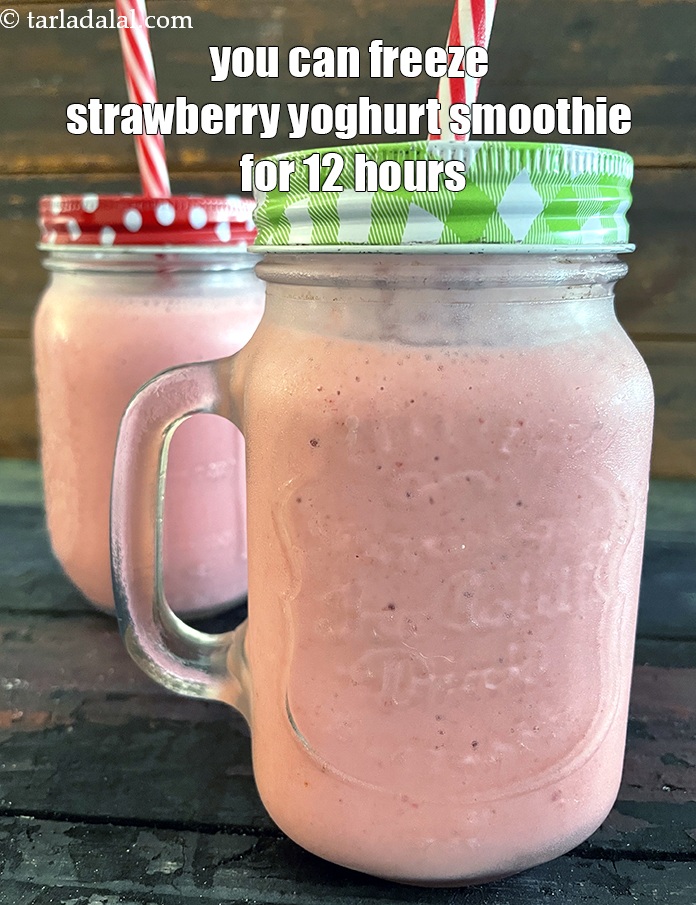 Step 14 – You can freeze&nbsp;<strong>strawberry yoghurt smoothie</strong> for 12 hours. So you can make it at night …