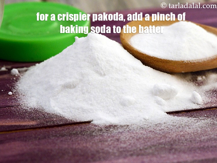 Step 18 – For a crispier pakoda, add a pinch of baking soda to the batter.