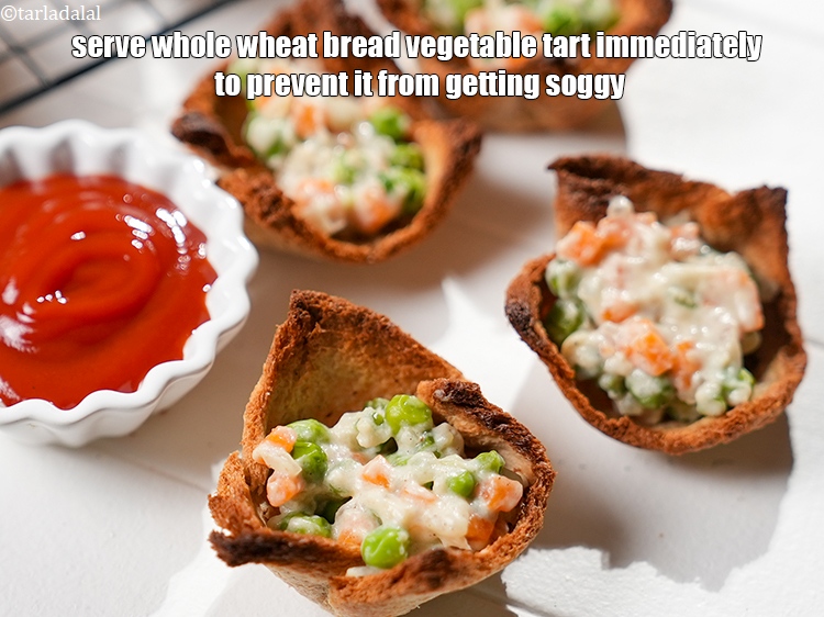 Step 24 – Serve whole wheat bread vegetable tart immediately to prevent it from getting soggy.