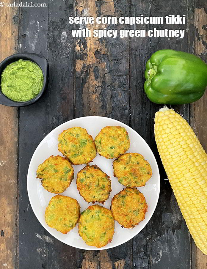 Step 23 – Always serve&nbsp;corn capsicum tikki with green chutney or any spicy chutney. This gives a great …