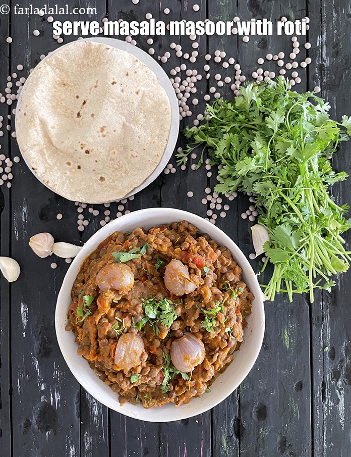 Step 42 – Serve <strong>masala masoor</strong>&nbsp;with roti.