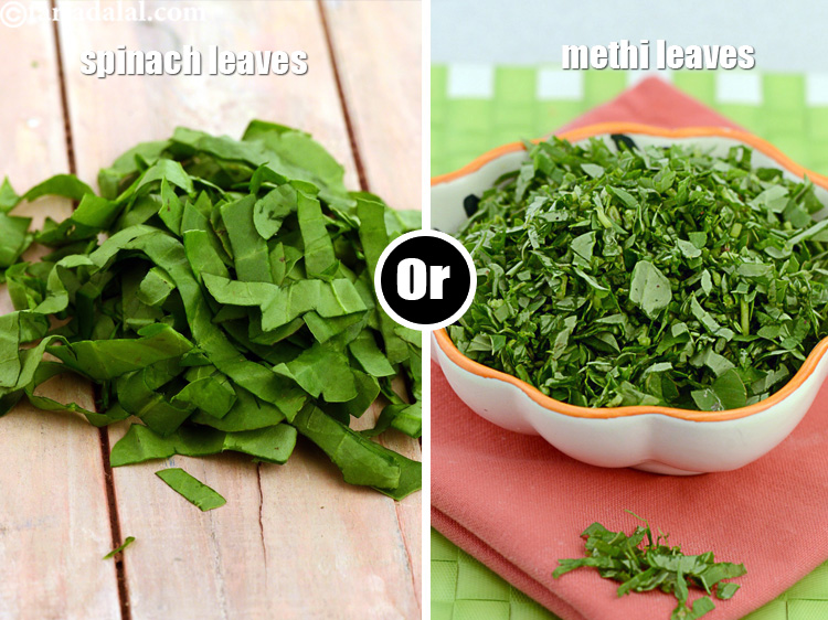 Step 46 – Chawli leaves can be substituted with spinach leaves or methi leaves.&nbsp;