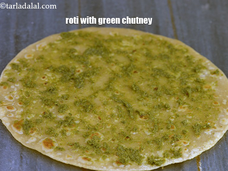 Step 19 – This bhaji can be used as a stuffing for wrap. Spread green chutney on a …