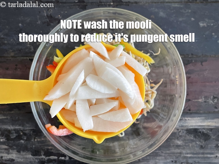 Step 26 – <u><em>NOTE wash the mooli thoroughly to reduce it&#39;s pungent smell.</em></u>