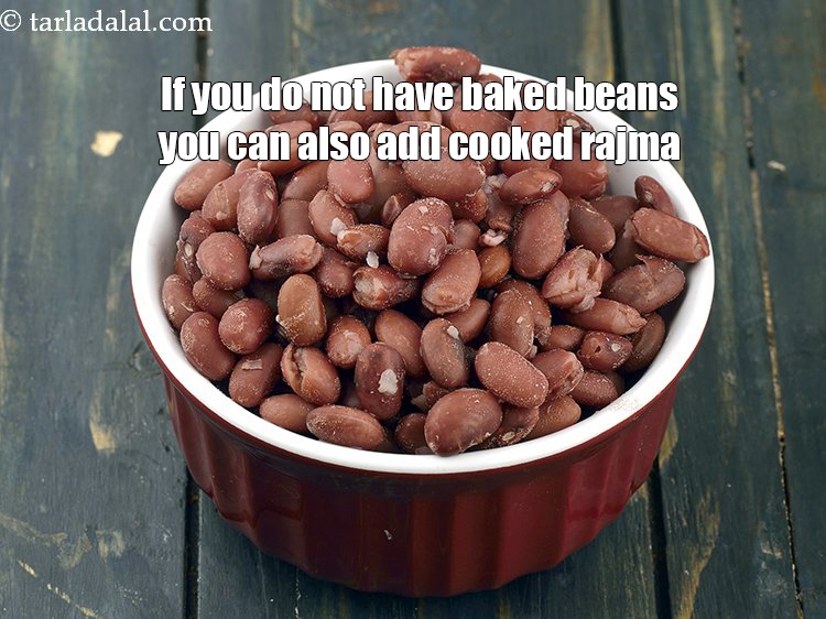 Step 25 – If you do not have baked beans you can also add cooked rajma.&nbsp;