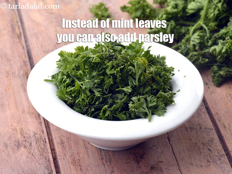 Step 13 – Instead of mint leaves you can also add parsley.