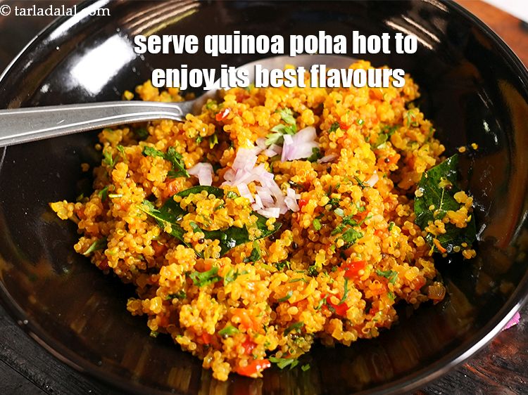 Step 21 – Serve <strong>quinoa poha</strong> hot to enjoy its best flavours.