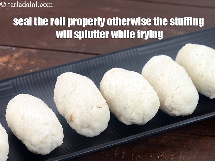 Step 31 – Seal the roll properly otherwise the stuffing will splutter&nbsp;while frying.
