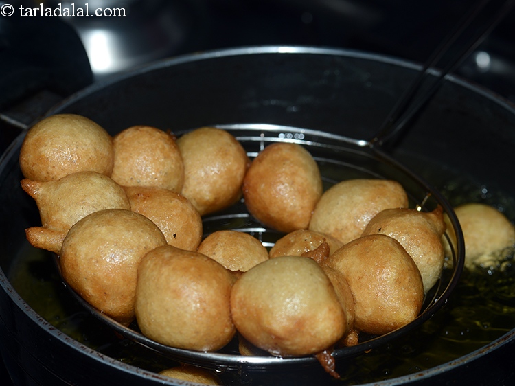 Step 17 – Baking soda makes the dumplings fluff up beautifully when fried.