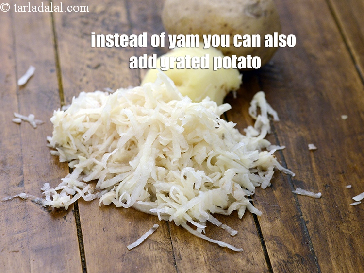 Step 25 – Instead of yam you can also add grated potato.