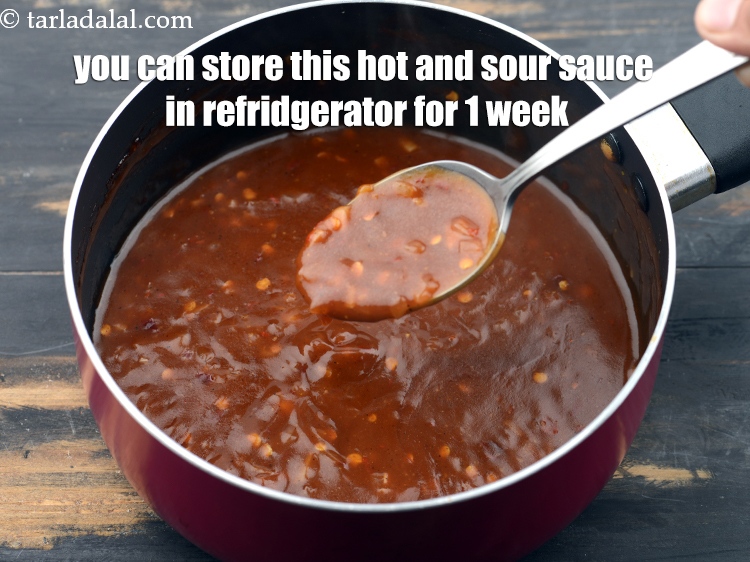 Step 46 – You can store this hot and sour sauce in refrigerator for 1 week.&nbsp;