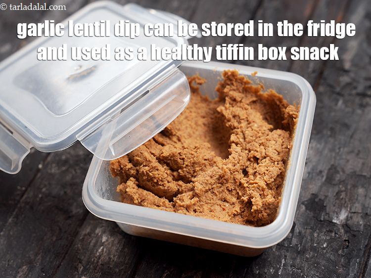 Step 34 – <strong>Garlic lentil dip</strong> can be stored in the fridge and used as a healthy tiffin …