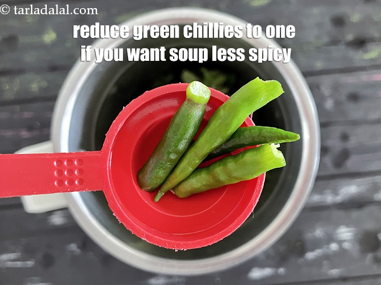 Step 32 – Reduce green chillies if you want the soup less spicy. We have used 2 green …