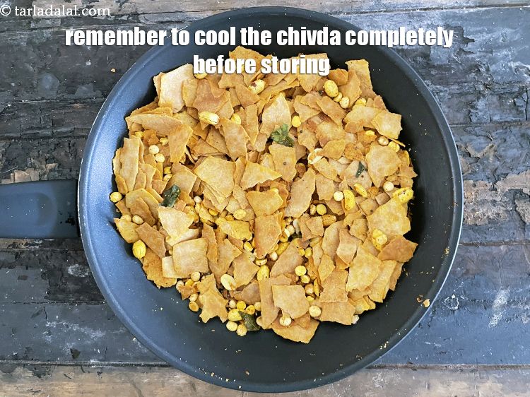 Step 28 – Remember to cool the chivda completely before storing as slight warmth might make the chivda …